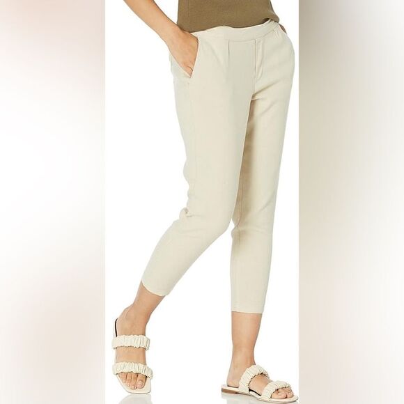 NYDJ Hidden Drawstring Cropped Linen Pant in Feather - Picture 1 of 7
